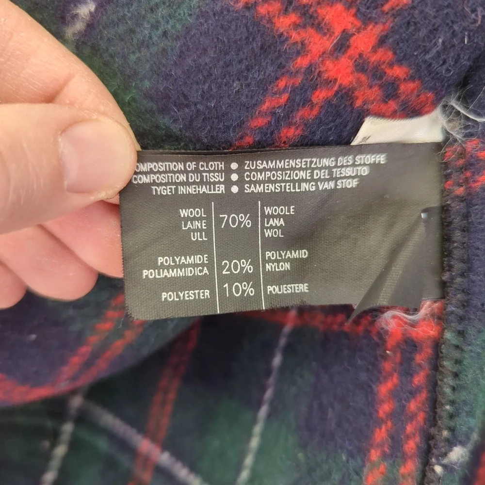 Monty Coat Men's Wool Blend Plaid‎ Lined Duffle Coat Size 48 Made in England